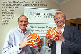 Peter Cox Creating Chances Trust and Tim Lang partner of George Green Solicitors